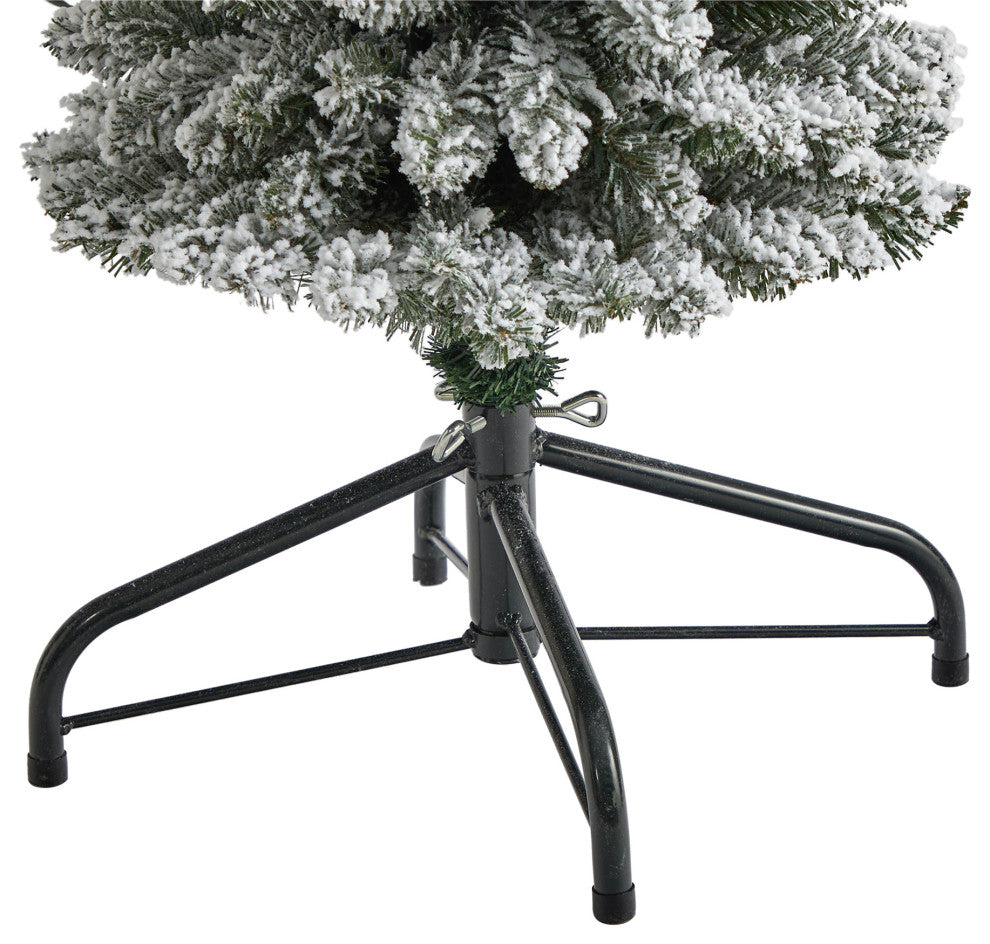 Nearly Natural 4ï¿½ Flocked Pencil Artificial Christmas Tree with 100 Clear Lights