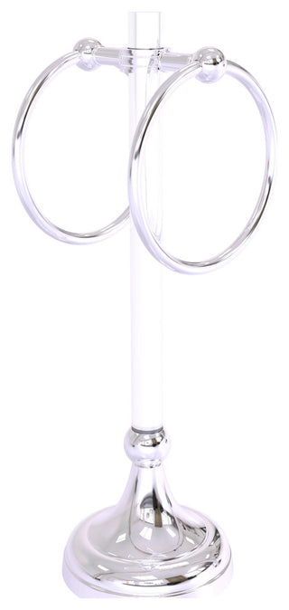 Pacific Grove 2 Ring Vanity Towel Ring with Dotted Accents, Polished Chrome