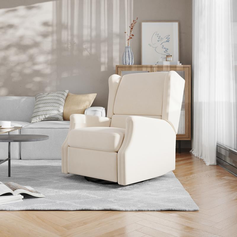 Omma Swivel Wingback Recliner Glider Rocker Recliner, Cream