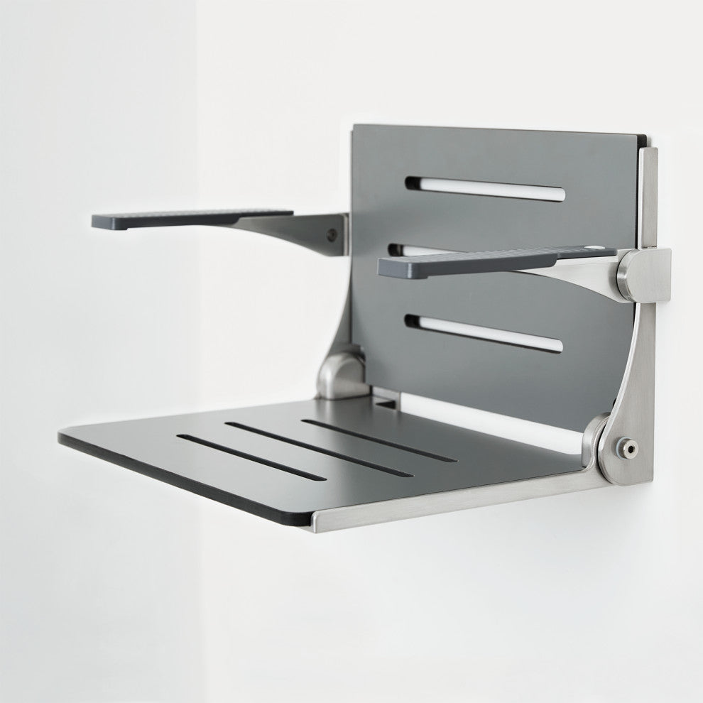 Seachrome Silhouette Comfort Shower Seats with Arms, Gray Seat, Silver Frame