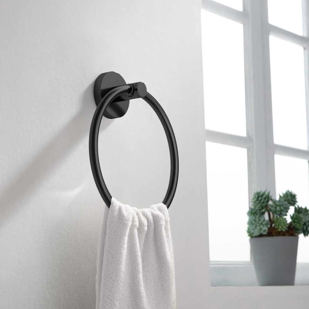 Circular 2-Piece Bathroom Hardware Set, Matte Black