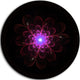 Glowing Fractal Flower Pink On Black, Floral Round Metal Wall Art, 11"