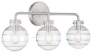 Mason 3-Light Bathroom Vanity Light, Matte Black, Satin Nickel