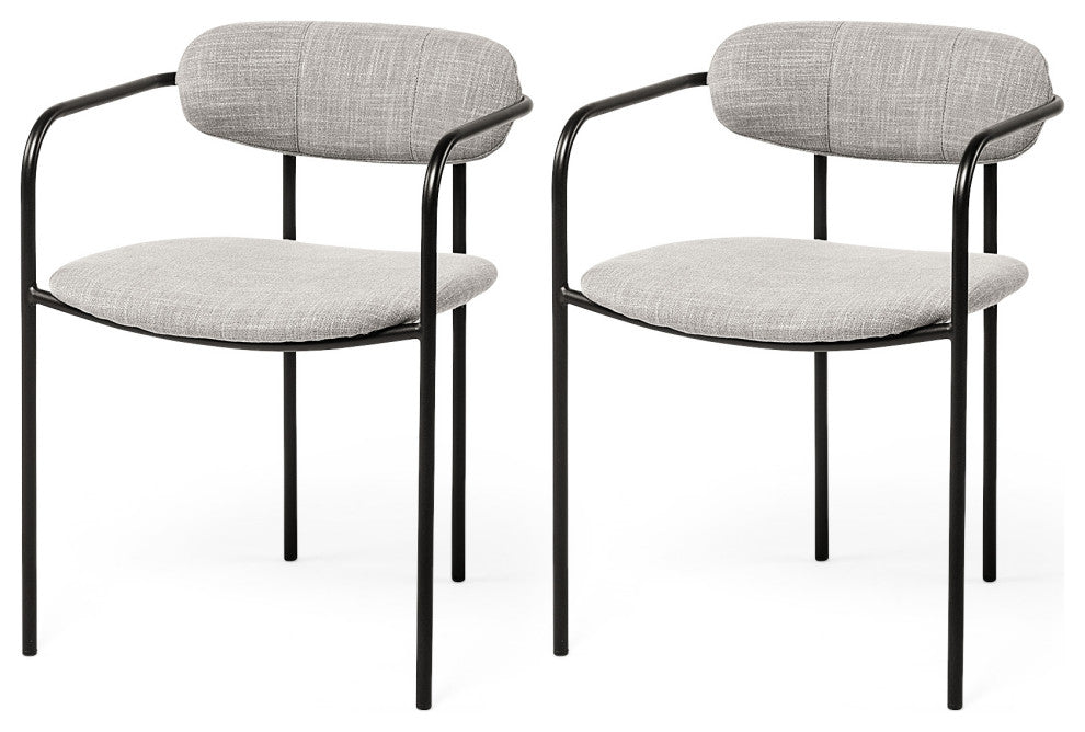 Parker Gray Fabric Seat Black Metal Dining Chair (Set of 2)