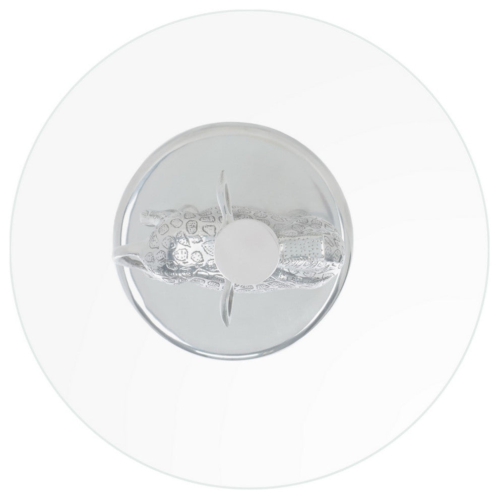 Safavieh GillaRound Giraffe Base Accent Table, Silver/Glass