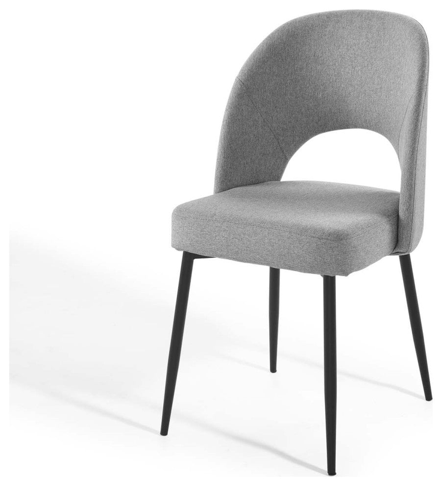 Side Dining Chair, Fabric, Black Gray, Cafe Bistro Restaurant Hospitality