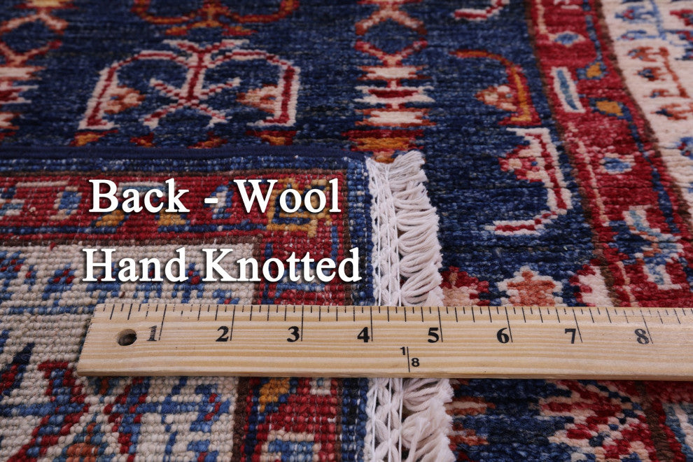 2' 7" X 10' 2" Super Kazak Geometric Hand Knotted Wool Runner Rug Q11235