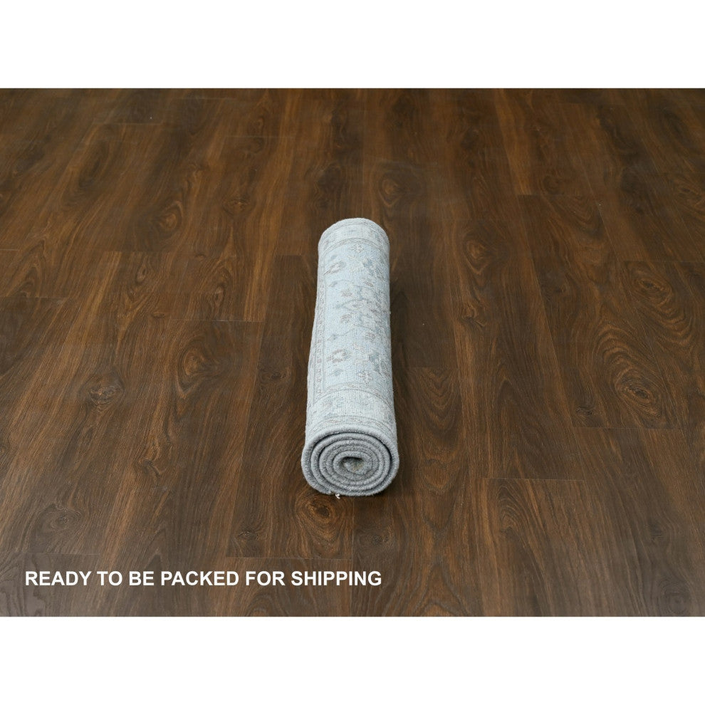 Medium Gray, Hand Knotted, Karajeh Design, Pure Wool, Oriental Rug, 3'1"x5'