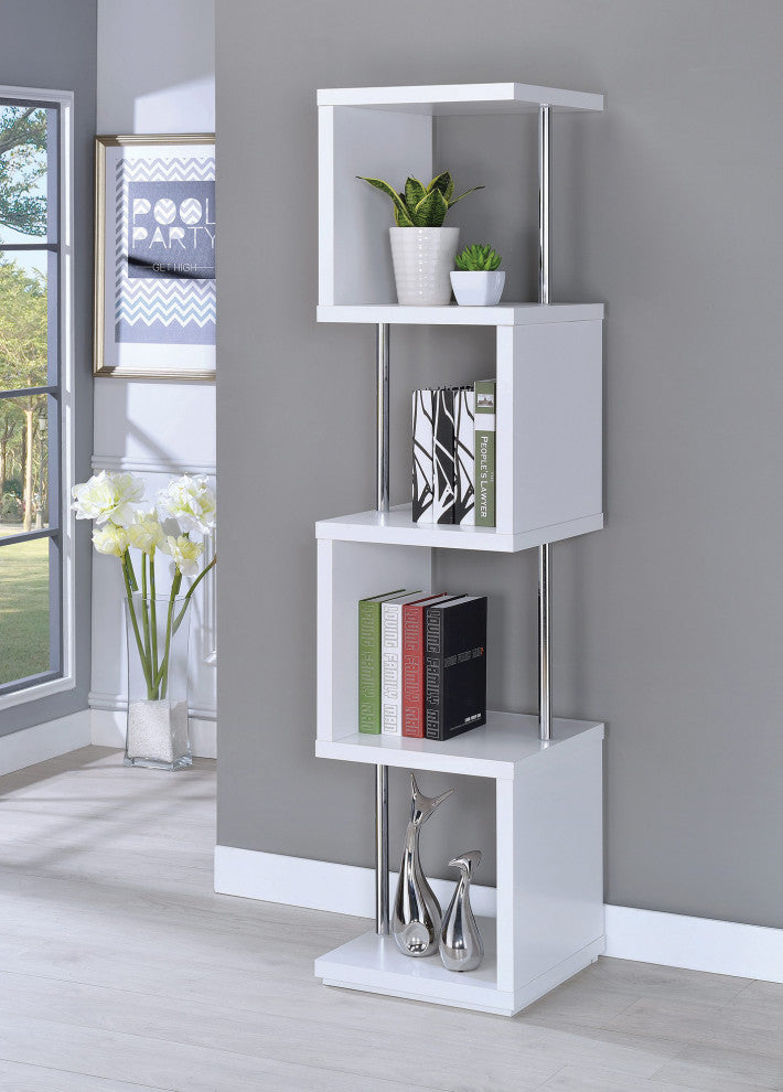 Rectangular 4-Shelf Bookcase, White