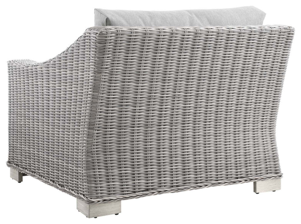 Lounge Sectional Sofa Chair Table Set, Rattan, Wicker, Gray, Outdoor
