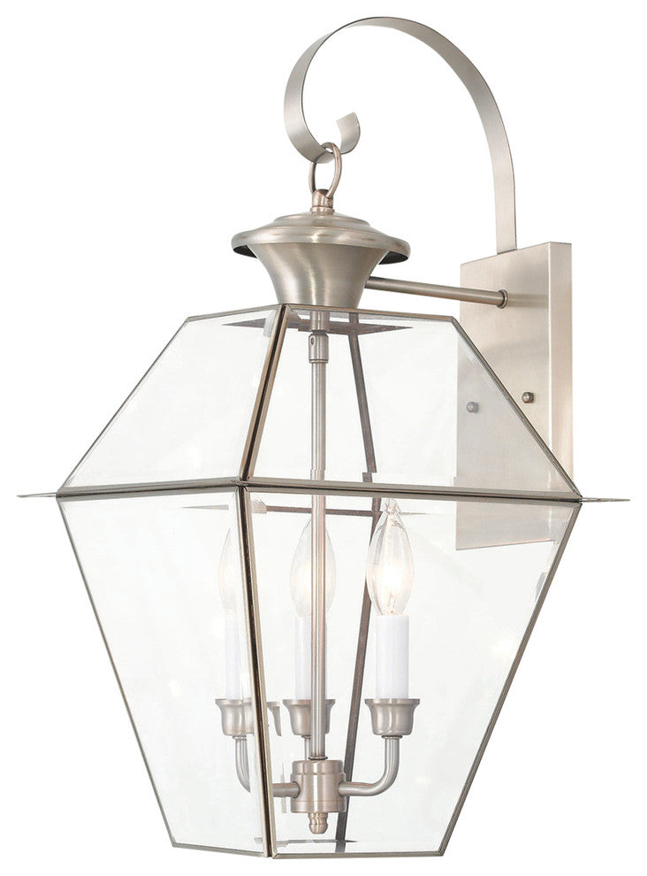 Westover Outdoor Wall Lantern, Brushed Nickel