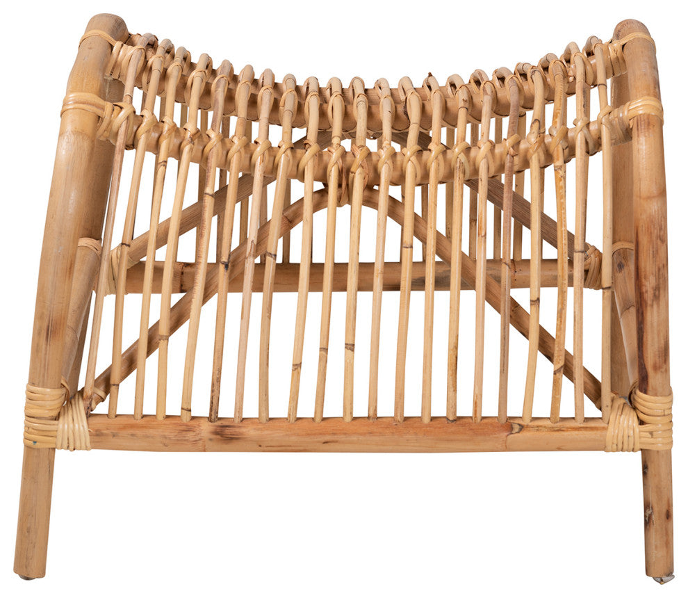 Lamaria Modern Bohmenian Natural Brown Antique Rattan Footstool