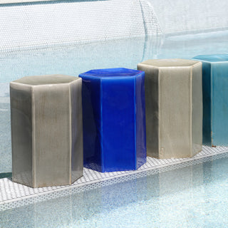 Porto Ceramic Indoor/Outdoor Side Table, Cobalt Blue, Large