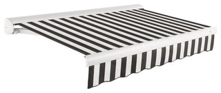 Awntech 12x10' Full Cassette Right Motor Acrylic Retractable Awning, Black/White