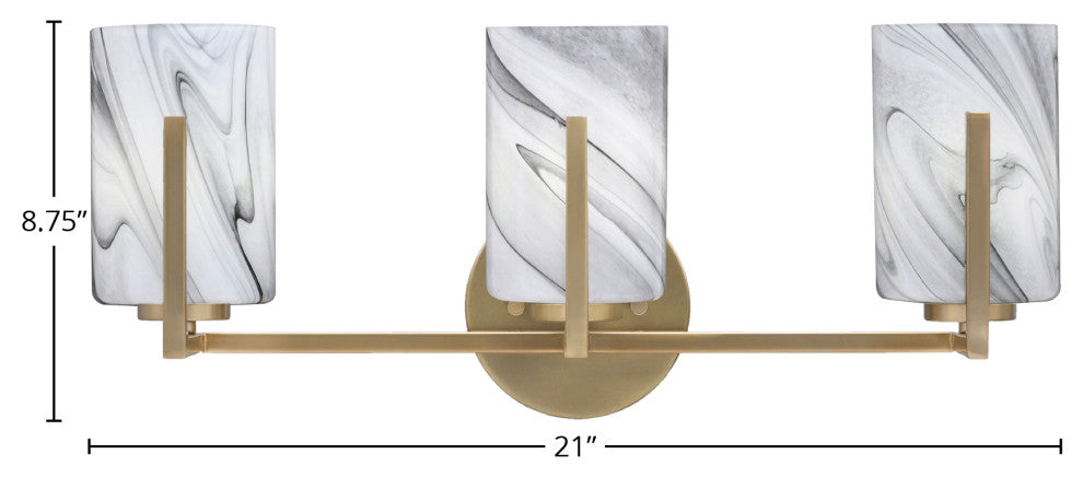 Atlas 3-Light Bath Bar, New Age Brass/Onyx Swirl