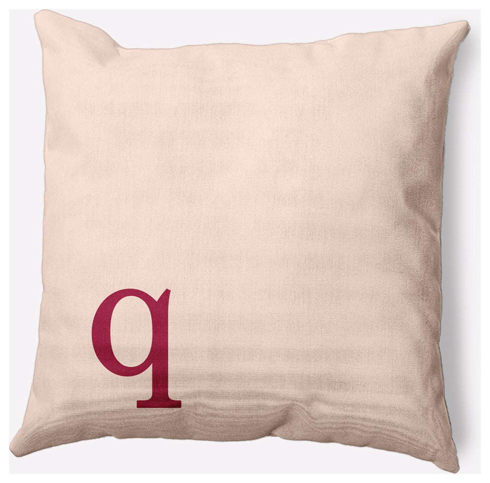 20" x 20" Modern Monogram Indoor/Outdoor Polyester Throw Pillow, Cranberry