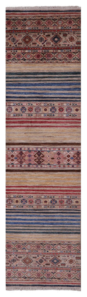 2' 8" X 10' 2" Runner Khorjin Super Kazak Handmade Rug Q10053