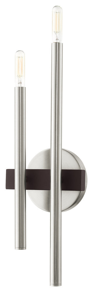 Livex Lighting Denmark 2 Light Brushed Nickel, Bronze Accents ADA Double Sconce