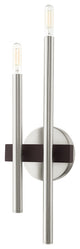 Livex Lighting Denmark 2 Light Brushed Nickel, Bronze Accents ADA Double Sconce