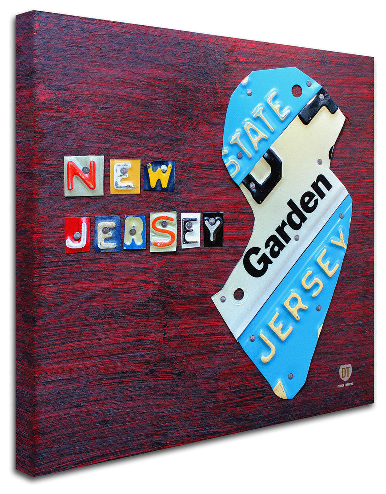 "New Jersey License Plate Map" Canvas Art by Design Turnpike