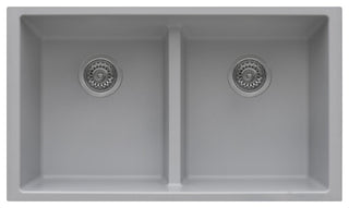 Ruvati RVG2385 33 x 19 inch Granite Composite Double Bowl Kitchen Sink, Silver