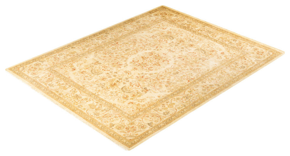 Hannah, One-of-a-Kind Hand-Knotted Area Rug, Ivory, 8' 1"x10' 4"