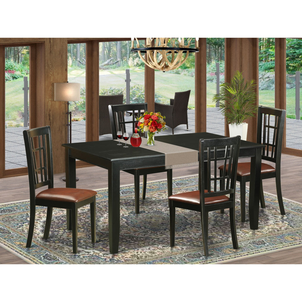 Duni5-Blk-Lc 5-Piece table And Chair Set For 4-Table And 4 Chairs