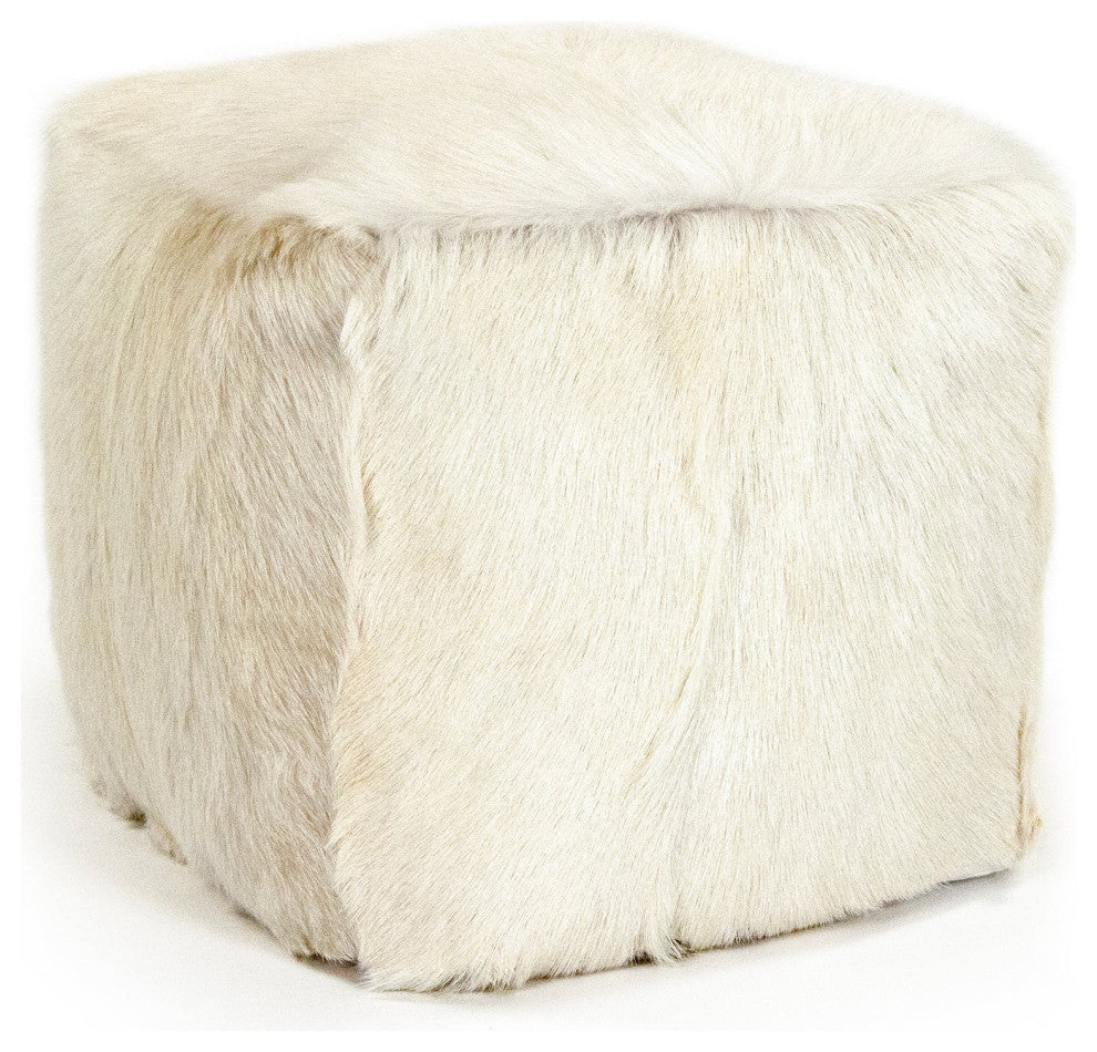 Tibetan White Goat Fur Pouf