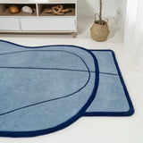 Mosaic Coastal Geometric Border Handwoven Wool Light  Rug