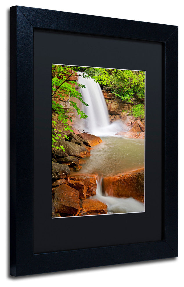 Michael Blanchette 'Douglas Falls' Art, Black Frame, Black Mat, 14x11