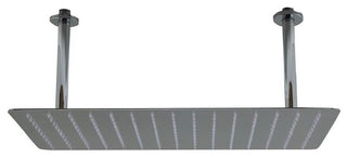 20" Rectangular Brushed Solid Stainless Steel Ultra Thin Rain Shower Head, Polis