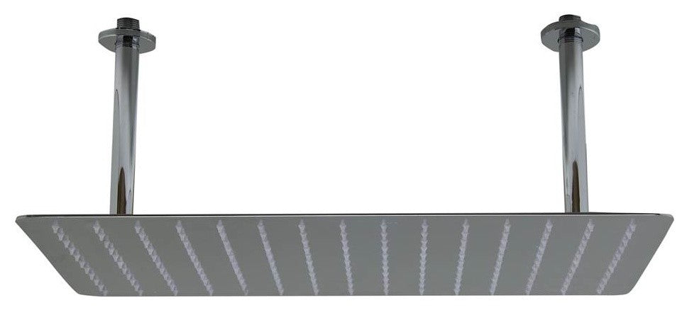 20" Rectangular Brushed Solid Stainless Steel Ultra Thin Rain Shower Head, Polis