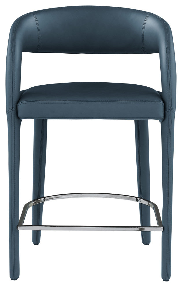 Sylvester Faux Leather Stool, Navy