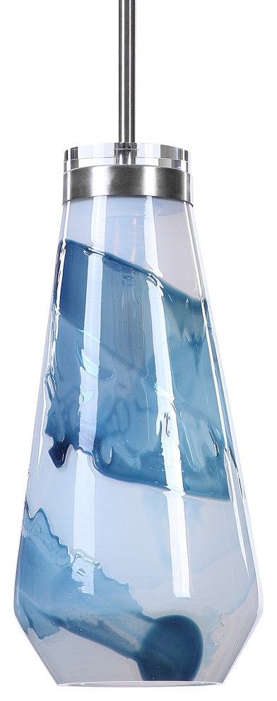 Windswept Blue & White 1-Light Mini Pendant