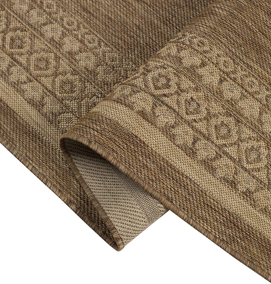 Outdoor Collection Oriental Accent Water Proof Rug, Neutral, 7'10"x10'