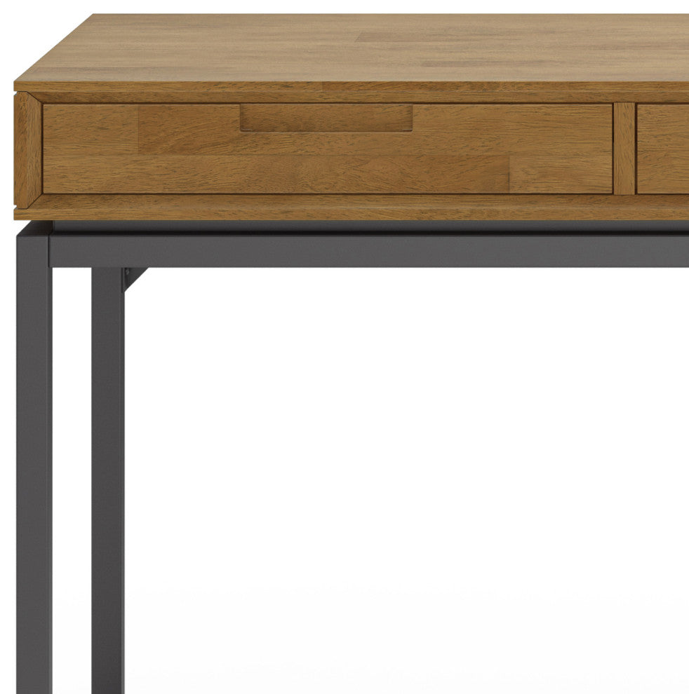 Banting Solid Hardwood Mid Century Wide Desk, Medium Saddle Brown