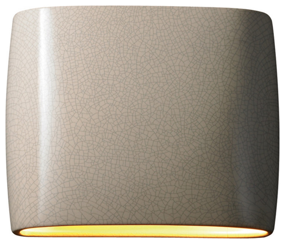 Ambiance ADA Outdoor Wide Oval Wall Sconce, White Crackle, LED