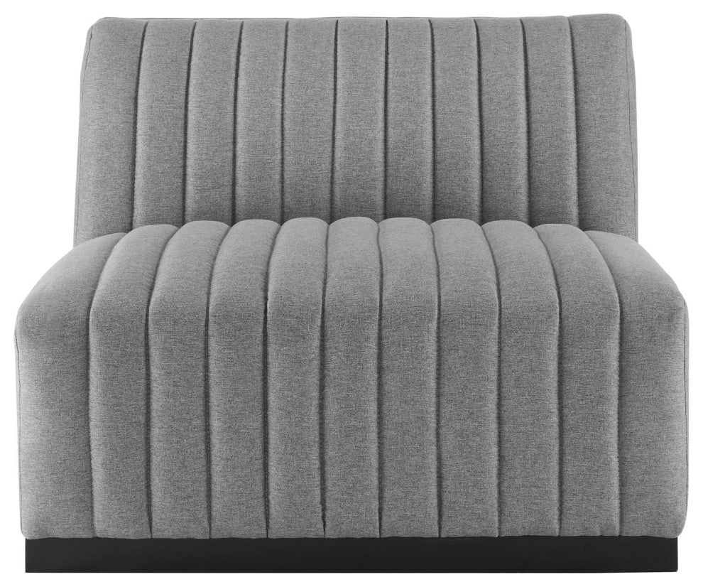 Conjure Channel Tufted Upholstered Fabric 6-Piece Sectional Sofa, Black Light G