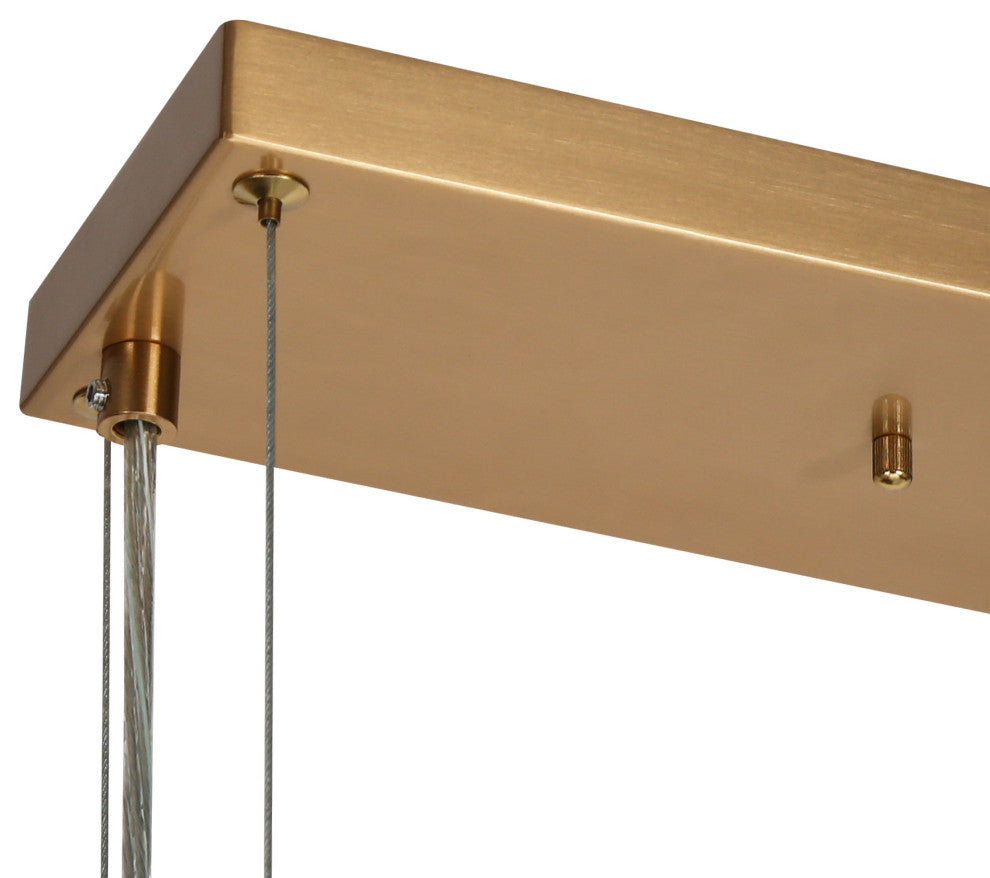 LNC Athean 7-Light 41.5" Brass Modern Crystal Rectangle Island Light