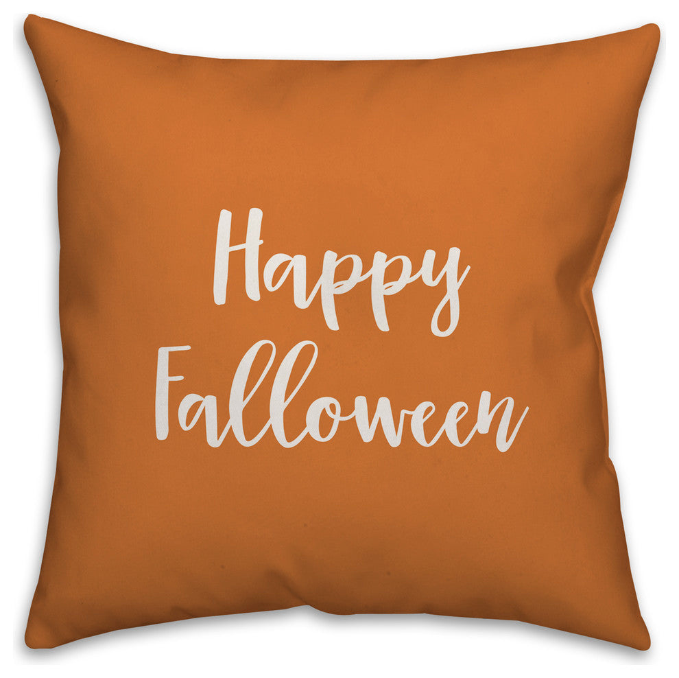 Happy Falloween in Orange 18x18 Throw Pillow