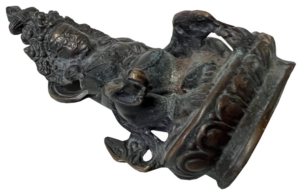 Distressed Marks Bronze Color Metal Zambala Fortune Deity Statue Hws2408