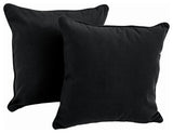 18" Double-Corded Solid Twill Square Throw Pillows With Inserts, Set of 2, Black