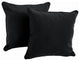 18" Double-Corded Solid Twill Square Throw Pillows With Inserts, Set of 2, Black