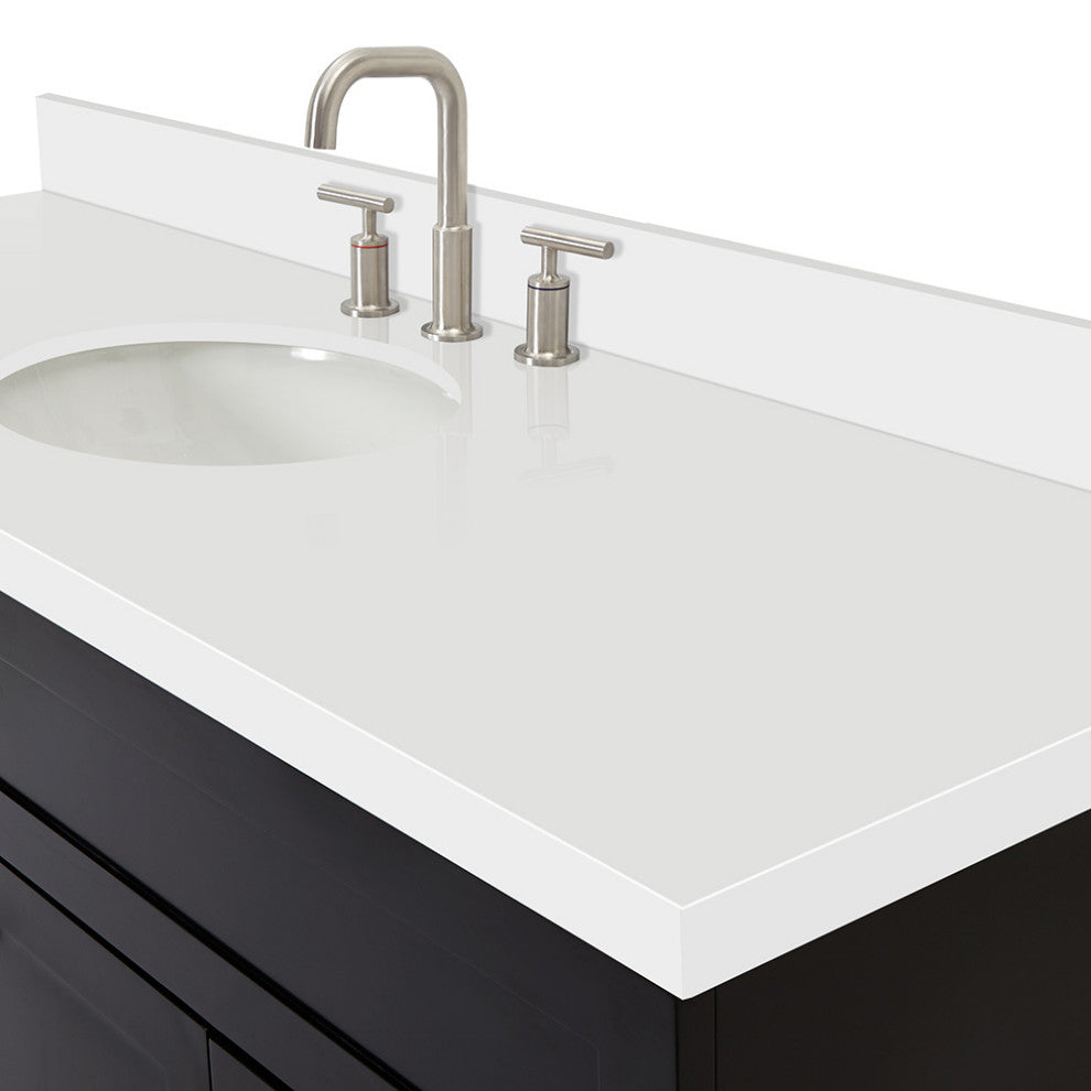 Ariel Hamlet 61" Oval Sink Bath Vanity, 1.5" White Quartz