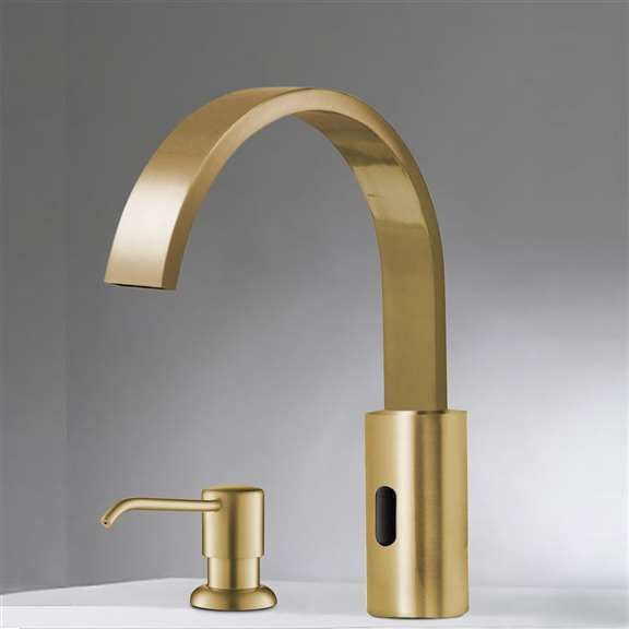 Fontana Commercial Brushed Gold Touchess Automatic Sensor Faucet, Soap Dispenser