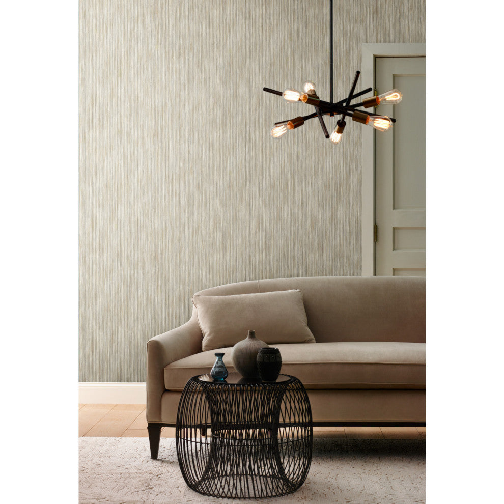 Warm Neutral Opalescent Stria Wallpaper