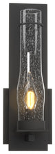 New Town Hurricane Sconce, Black Finish, Seeded Clear Glass