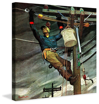 "Telephone Lineman" Painting Print on Canvas by Mead Schaeffer