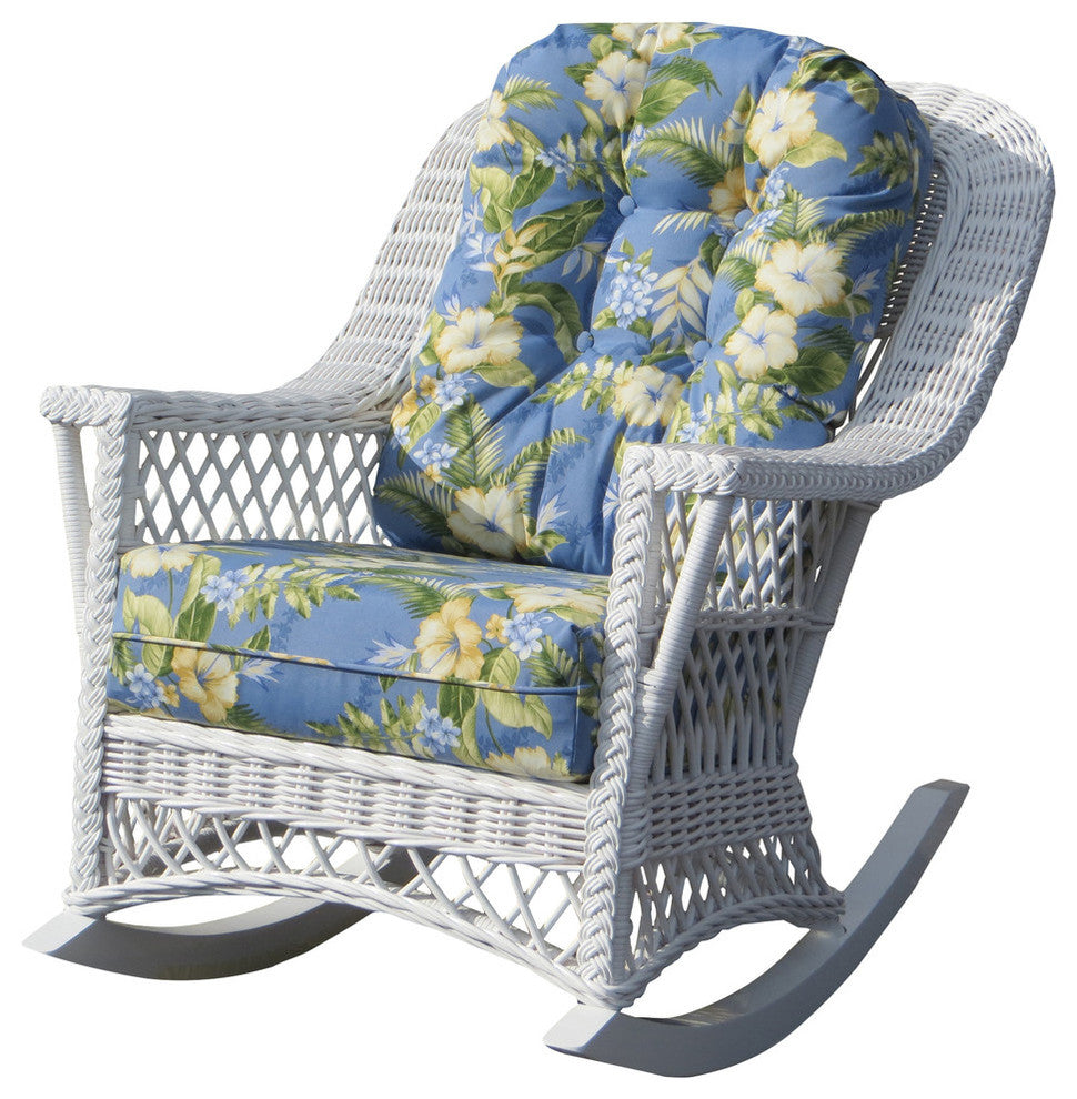 Bar Harbor Rocker in White, Midnight Fabric