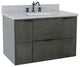 37" Single Wall Mount Vanity, Linen Gray Finish With Gray Granite Top
